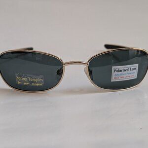 NWT Vintage 90's Rectangle Metal Sports Polarized Sunglasses (S. Gold)